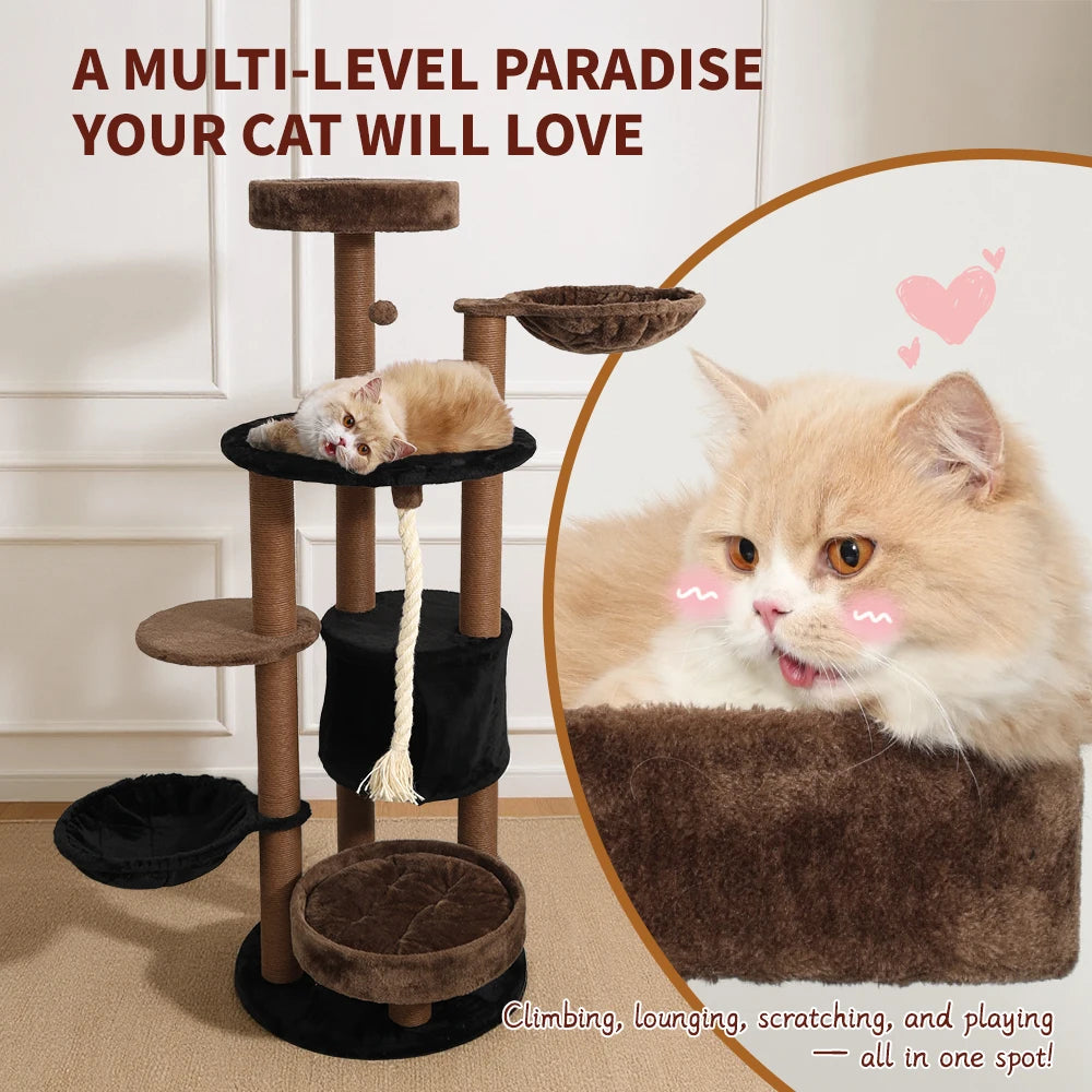 64 Inch Multi-Level Cat Tree Tower with Scratching Post