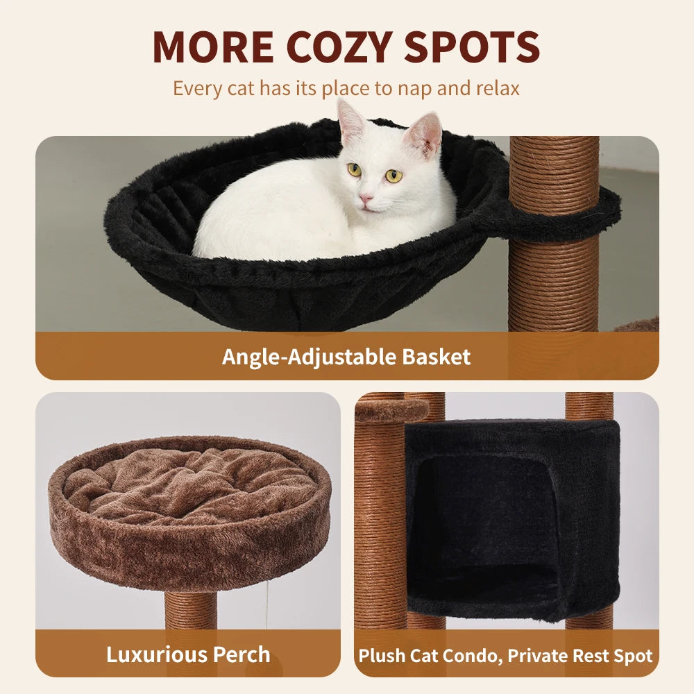 64 Inch Multi-Level Cat Tree Tower with Scratching Post