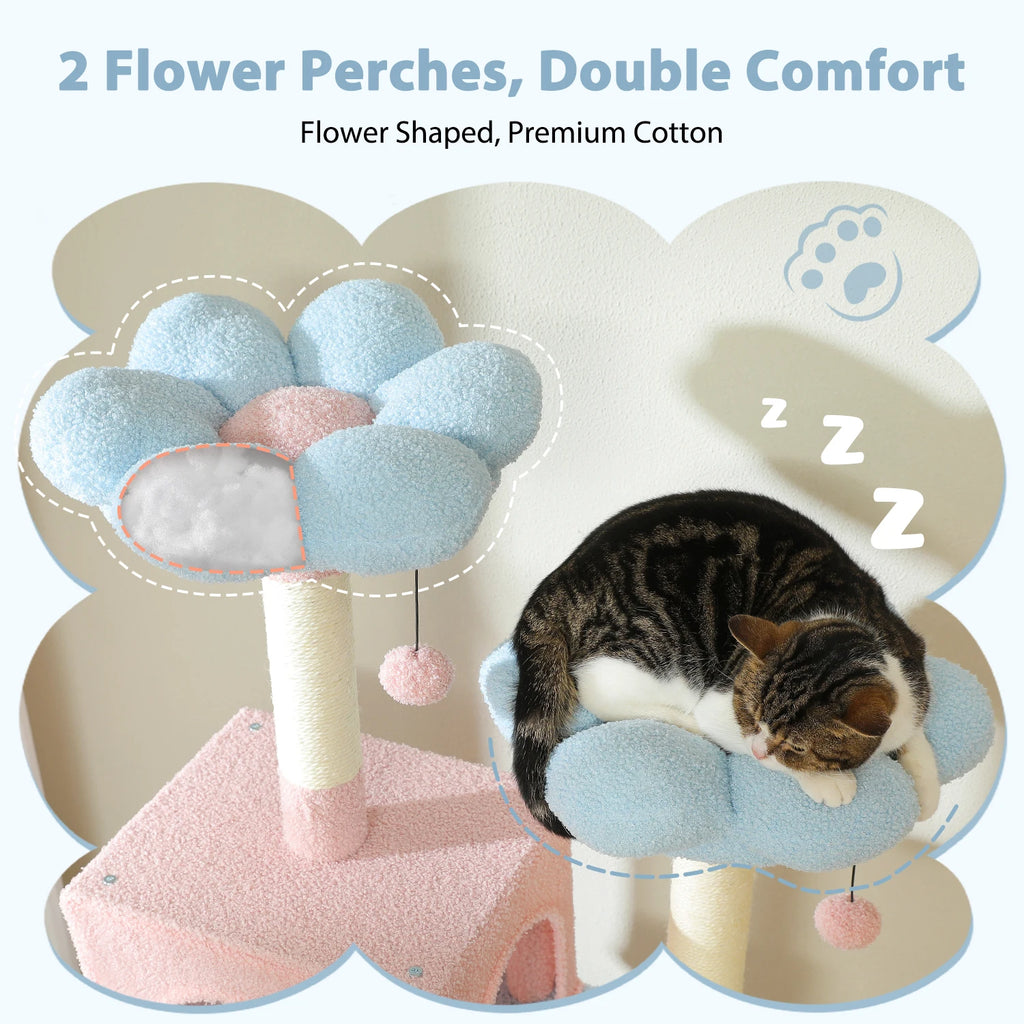 72.5 Inches Large Cat Tree Tower for Indoor Cats With Sisal-Covered Scratching Posts Spacious Hammock Padded Perches and Condos