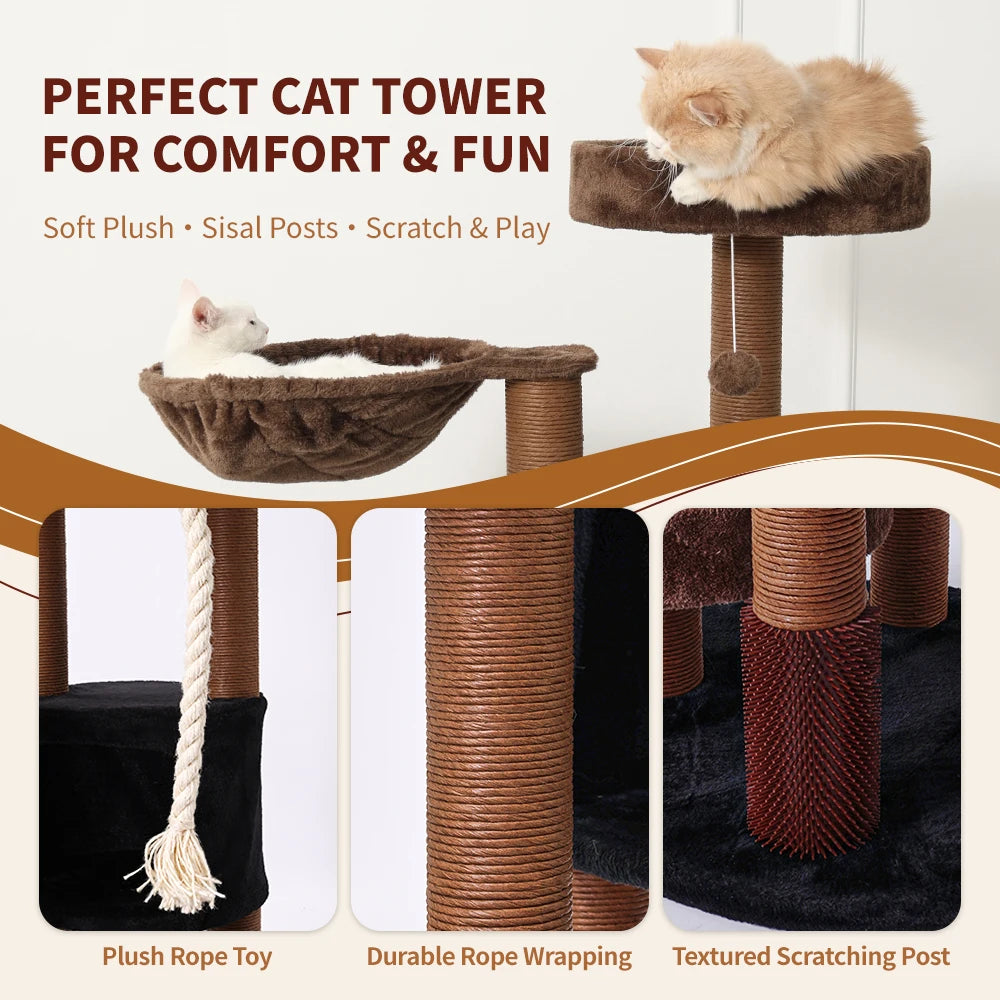 64 Inch Multi-Level Cat Tree Tower with Scratching Post