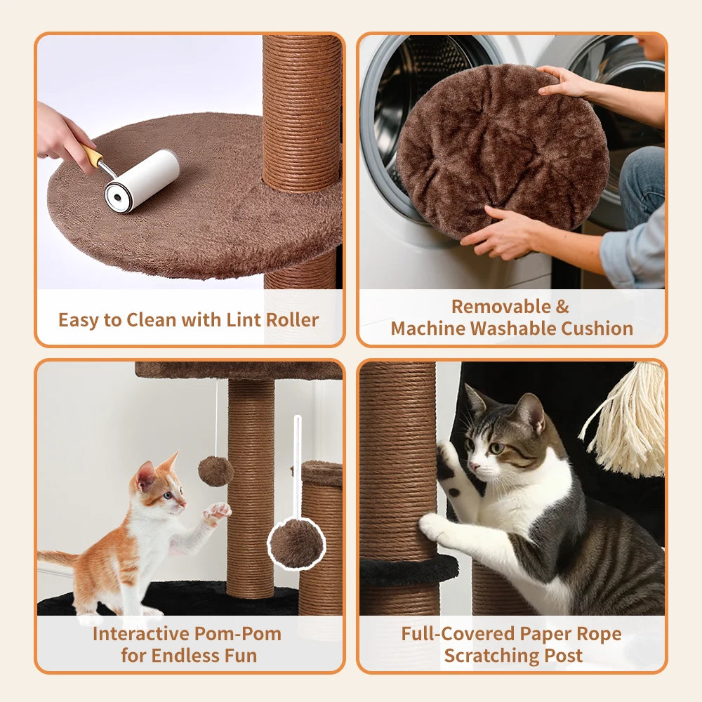 64 Inch Multi-Level Cat Tree Tower with Scratching Post