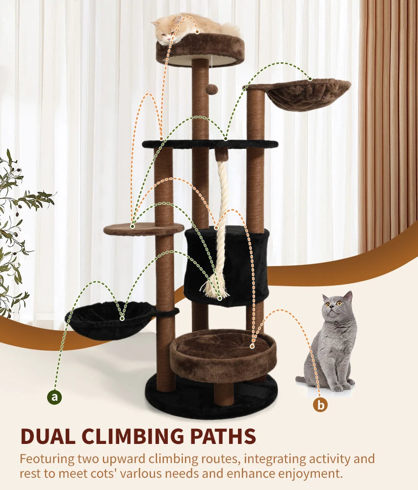 64 Inch Multi-Level Cat Tree Tower with Scratching Post