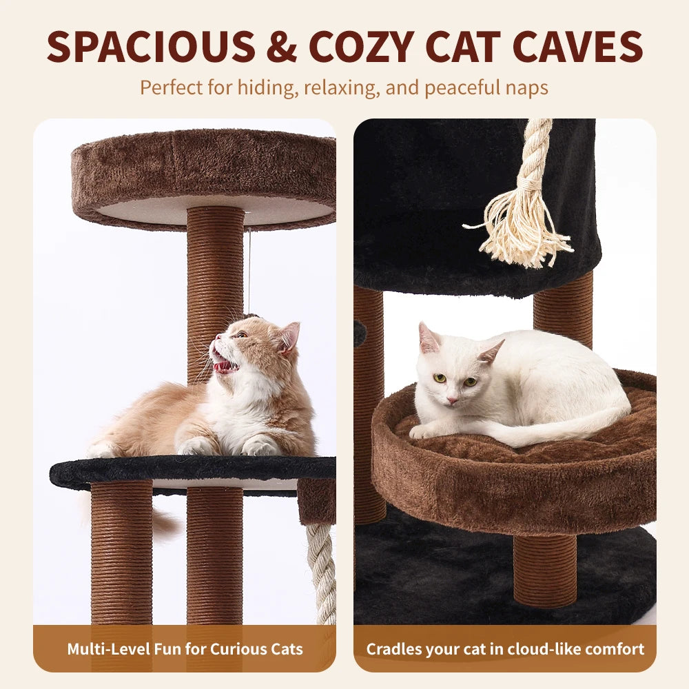 64 Inch Multi-Level Cat Tree Tower with Scratching Post