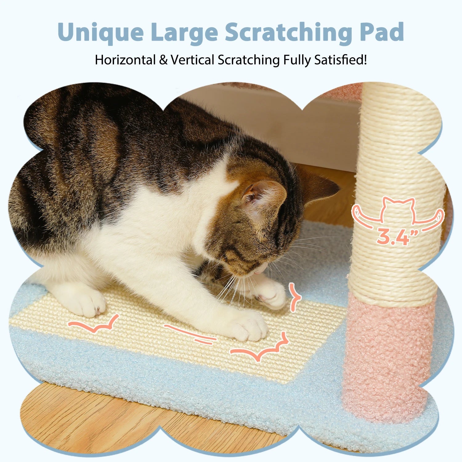 72.5 Inches Large Cat Tree Tower for Indoor Cats With Sisal-Covered Scratching Posts Spacious Hammock Padded Perches and Condos